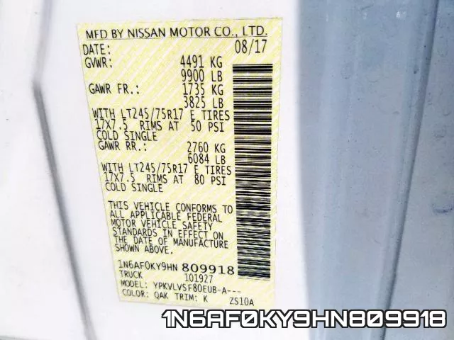 1N6AF0KY9HN809918 фото 2