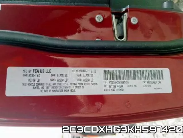 2C3CDXHG3KH597420 фото 2
