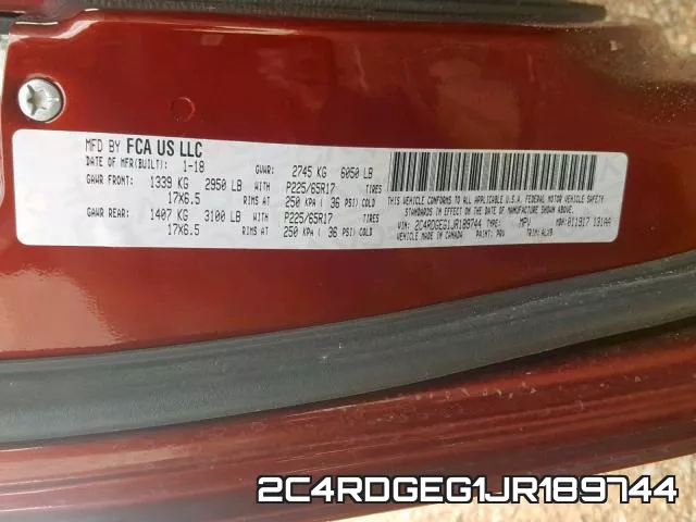 2C4RDGEG1JR189744 фото 2
