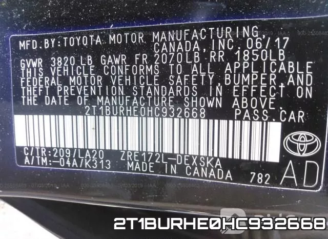 2T1BURHE0HC932668 фото 10