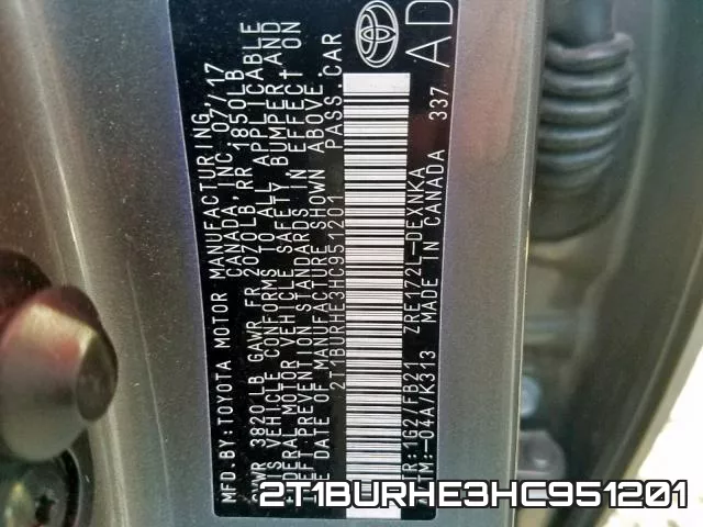 2T1BURHE3HC951201 фото 2