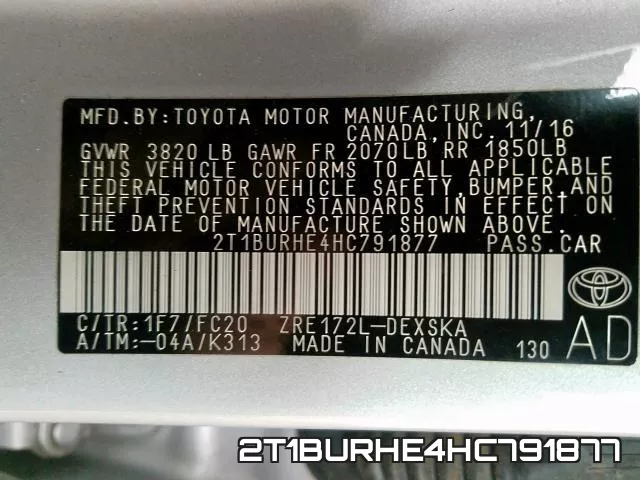2T1BURHE4HC791877 фото 2