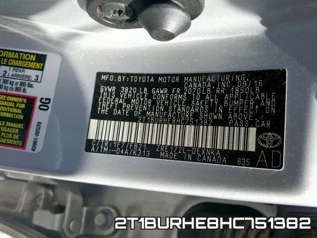 2T1BURHE8HC751382 фото 2