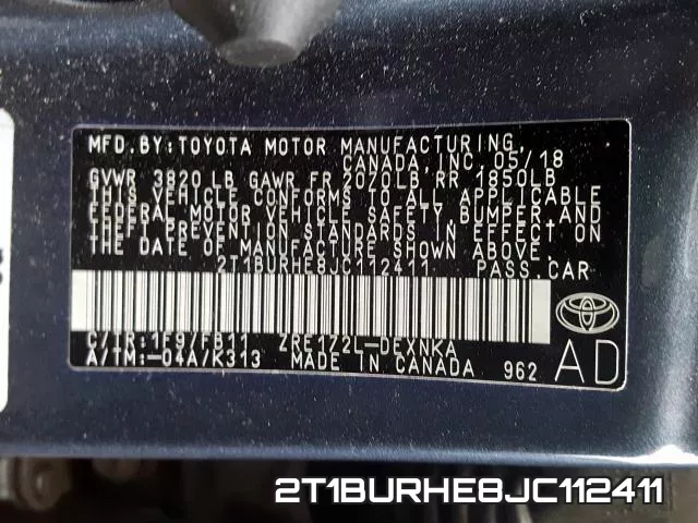 2T1BURHE8JC112411 фото 2