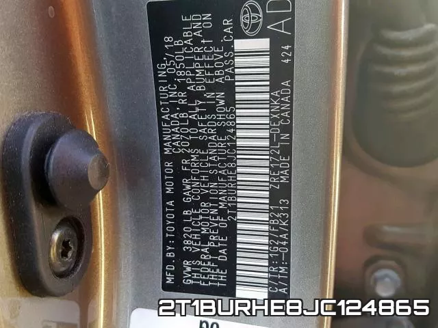 2T1BURHE8JC124865 фото 2