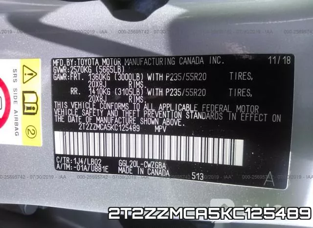 2T2ZZMCA5KC125489 фото 10