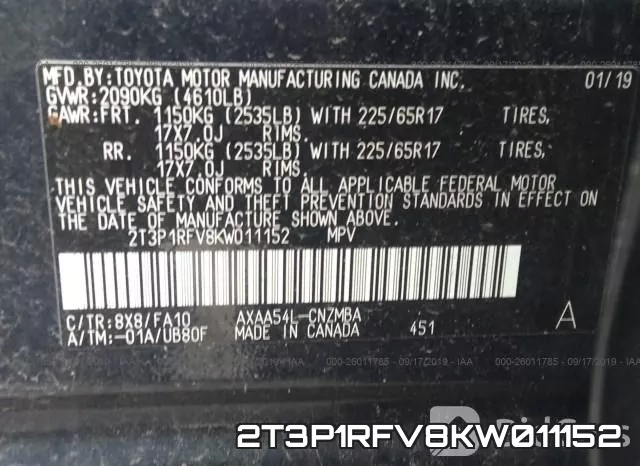 2T3P1RFV8KW011152 фото 10