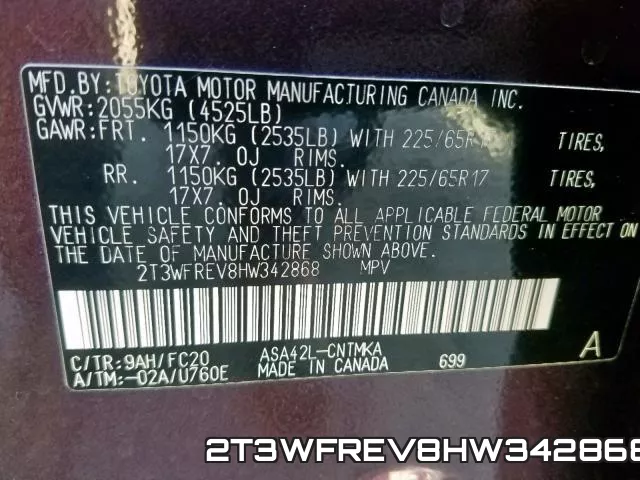 2T3WFREV8HW342868 фото 2