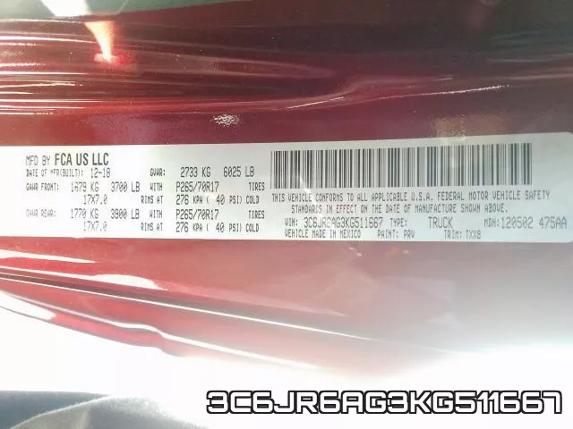 3C6JR6AG3KG511667 фото 2
