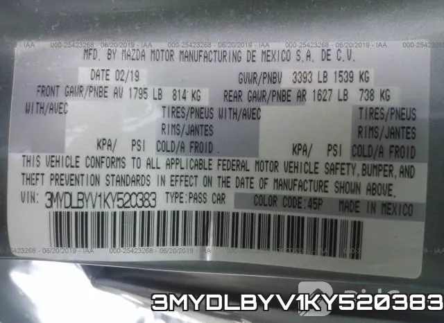 3MYDLBYV1KY520383 фото 10