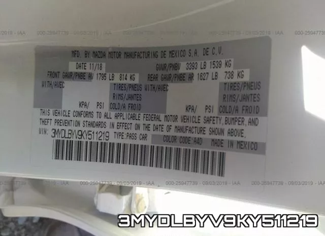 3MYDLBYV9KY511219 фото 10