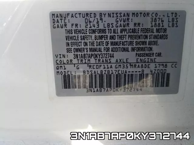 3N1AB7AP0KY372744 фото 2