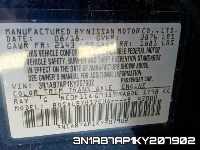 3N1AB7AP1KY207902 фото 2