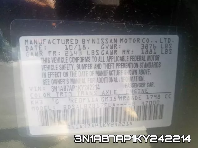 3N1AB7AP1KY242214 фото 2