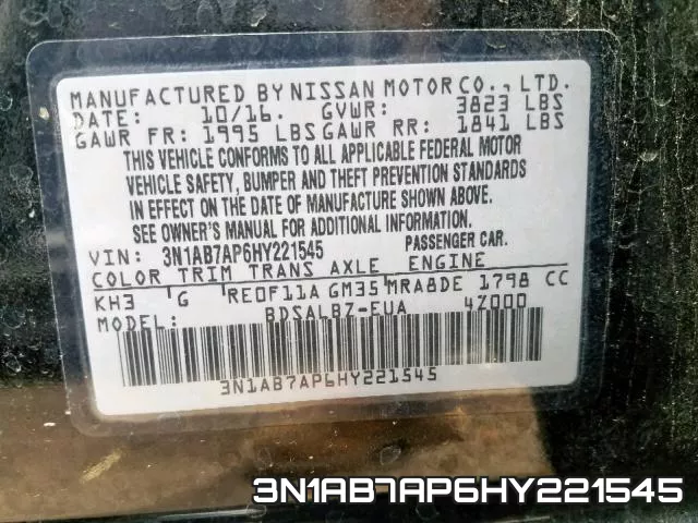 3N1AB7AP6HY221545 фото 2