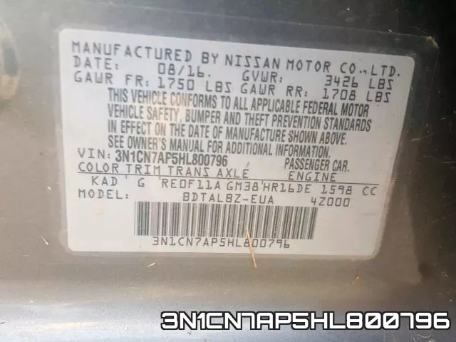 3N1CN7AP5HL800796 фото 2