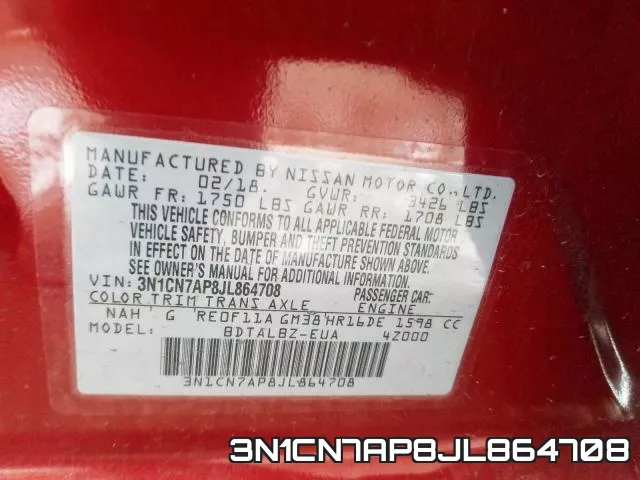 3N1CN7AP8JL864708 фото 2