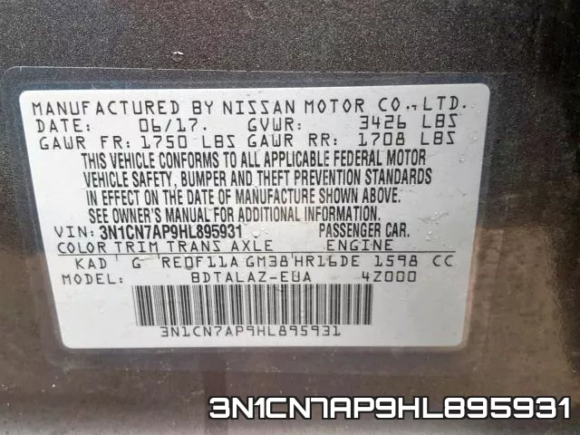 3N1CN7AP9HL895931 фото 2