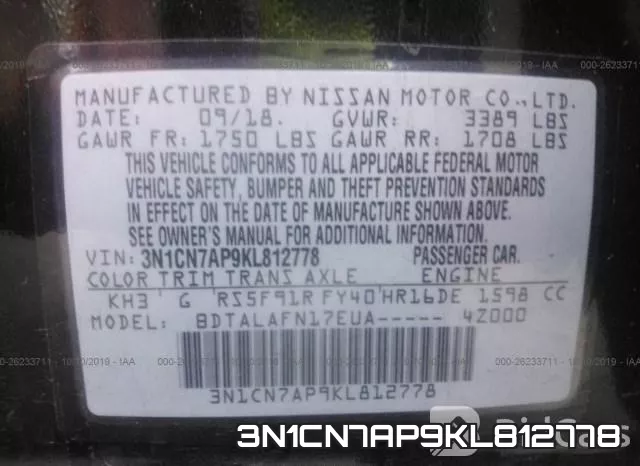 3N1CN7AP9KL812778 фото 10