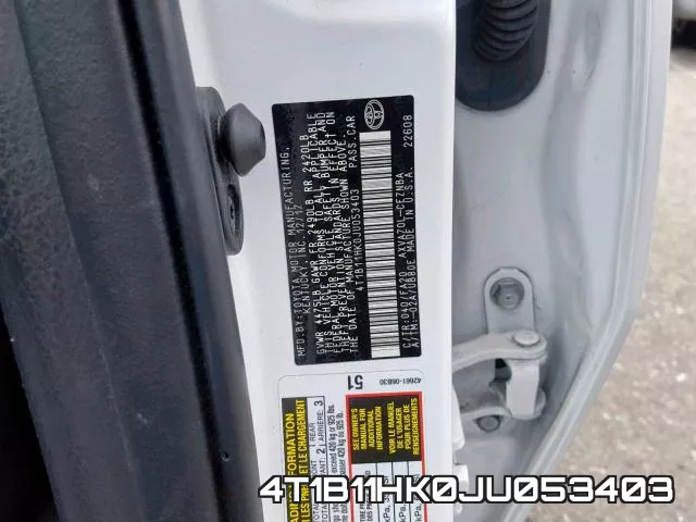 4T1B11HK0JU053403 фото 2