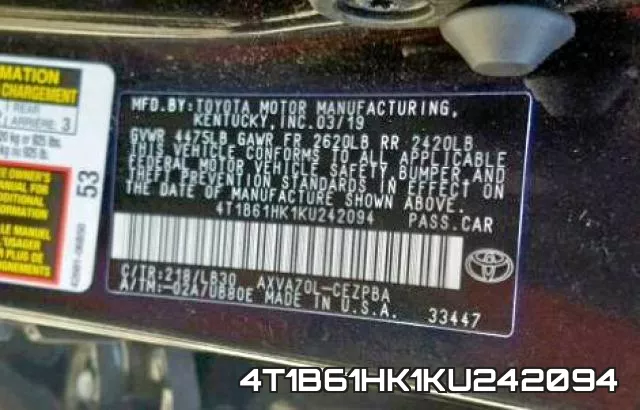 4T1B61HK1KU242094 фото 2