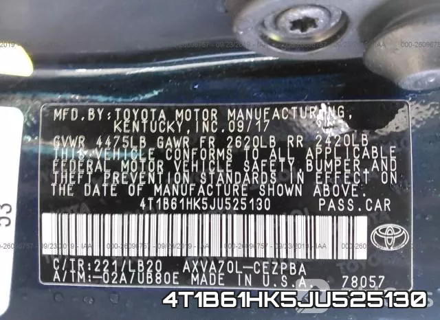 4T1B61HK5JU525130 фото 10