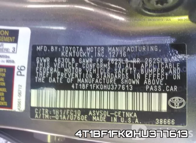 4T1BF1FK0HU377613 фото 10
