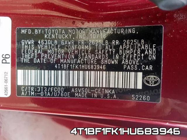 4T1BF1FK1HU683946 фото 2