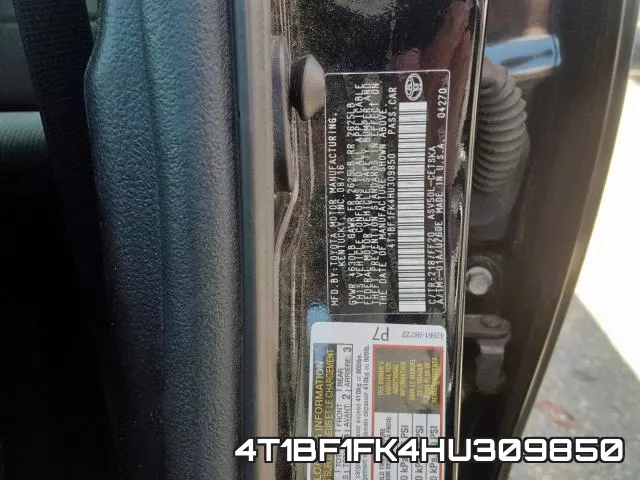 4T1BF1FK4HU309850 фото 2