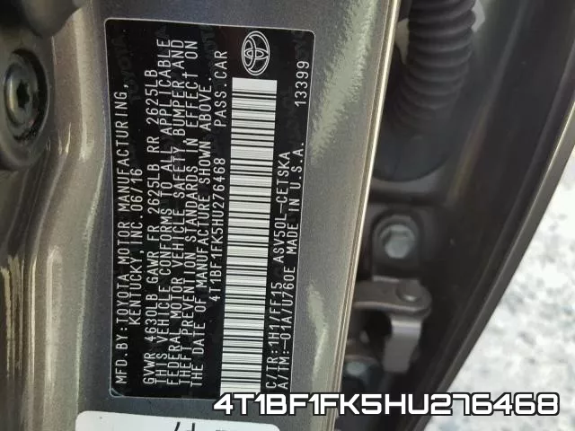 4T1BF1FK5HU276468 фото 2