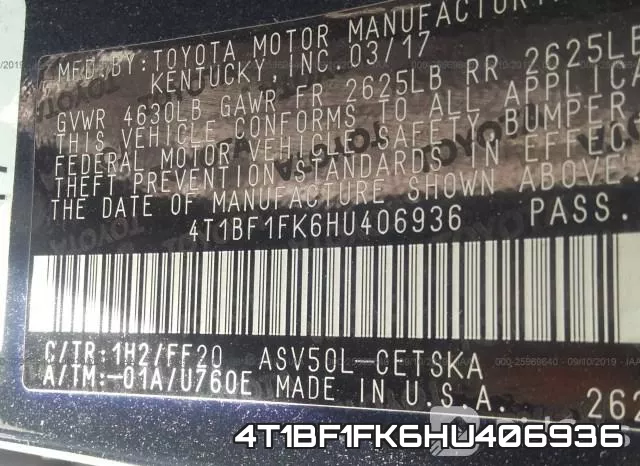 4T1BF1FK6HU406936 фото 10