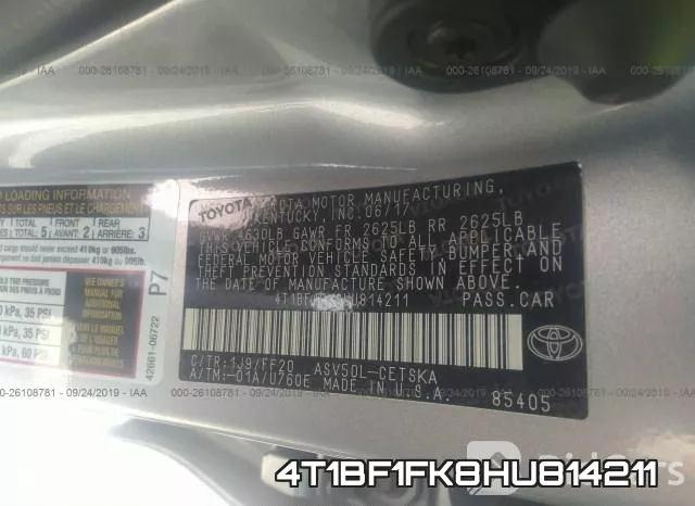 4T1BF1FK8HU814211 фото 9