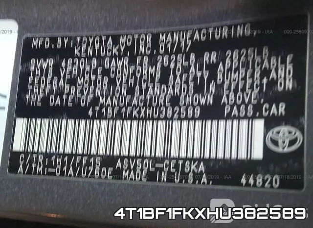 4T1BF1FKXHU382589 фото 10
