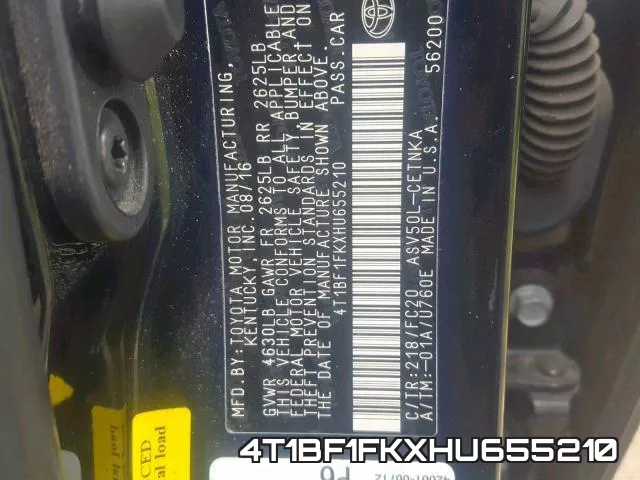 4T1BF1FKXHU655210 фото 2