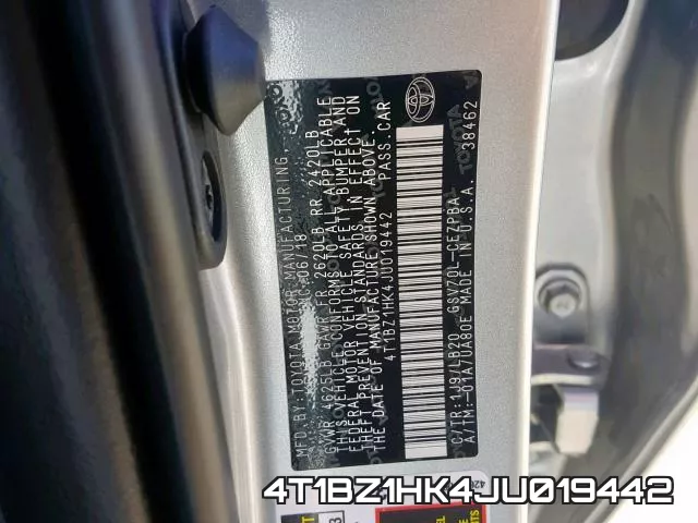 4T1BZ1HK4JU019442 фото 2