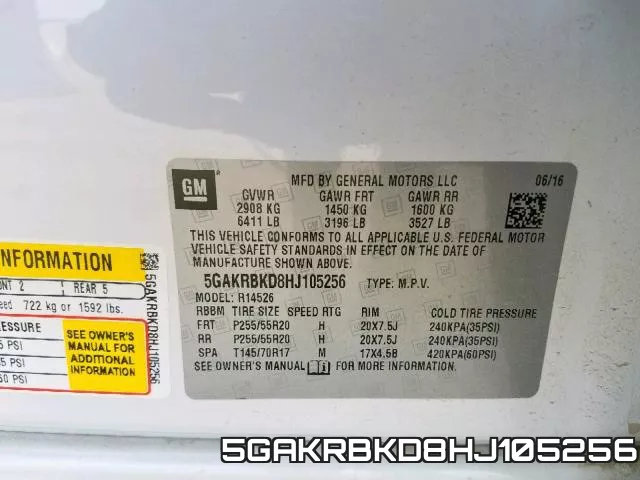 5GAKRBKD8HJ105256 фото 2