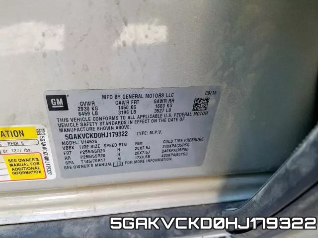 5GAKVCKD0HJ179322 фото 2