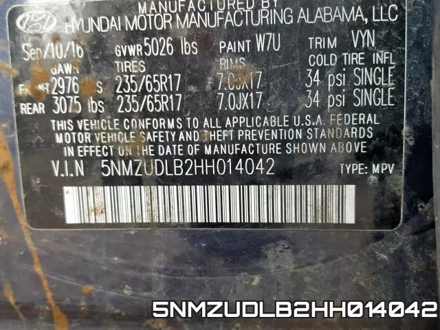 5NMZUDLB2HH014042 фото 2