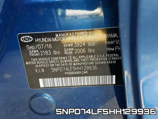 5NPD74LF5HH129936 фото 2
