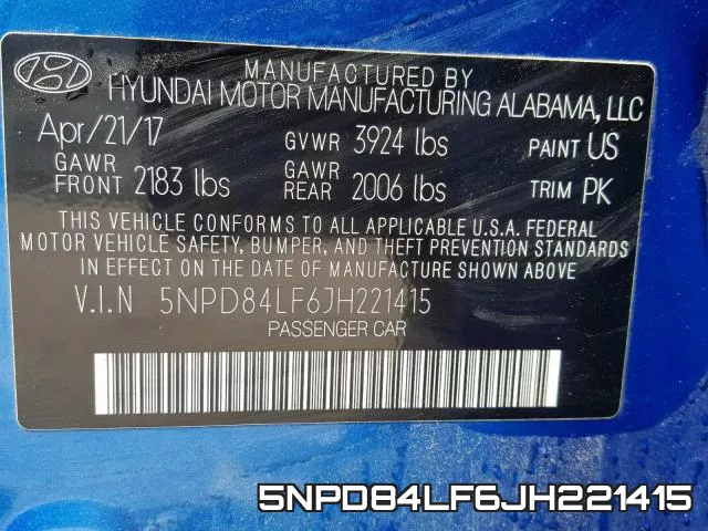 5NPD84LF6JH221415 фото 2