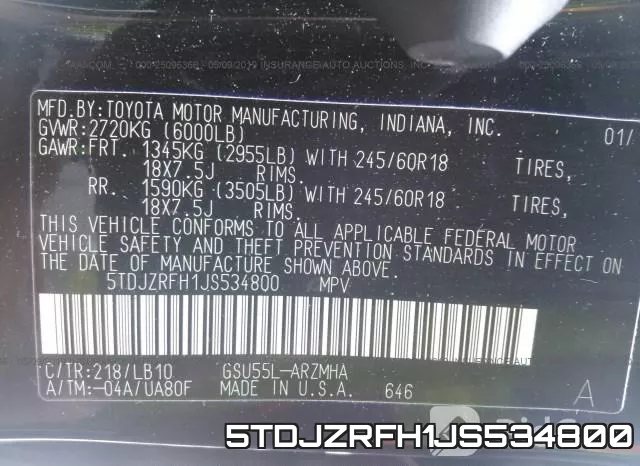 5TDJZRFH1JS534800 фото 10
