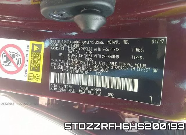 5TDZZRFH6HS200193 фото 9