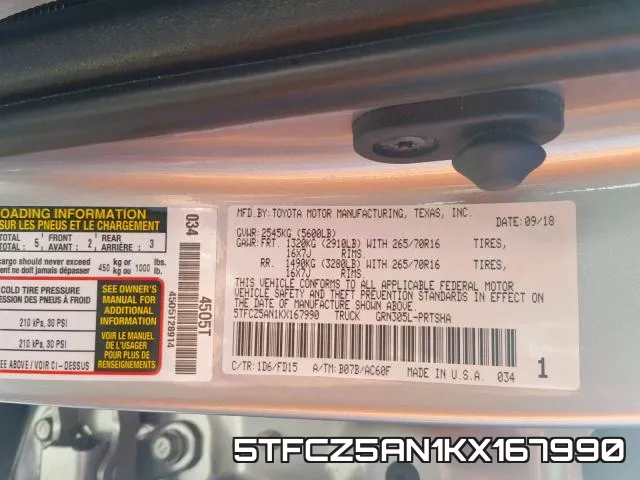 5TFCZ5AN1KX167990 фото 2