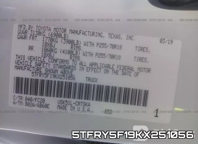 5TFRY5F19KX251056 фото 10