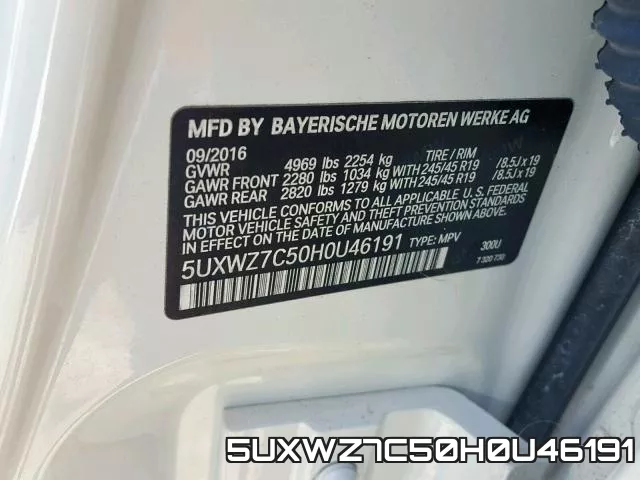 5UXWZ7C50H0U46191 фото 2