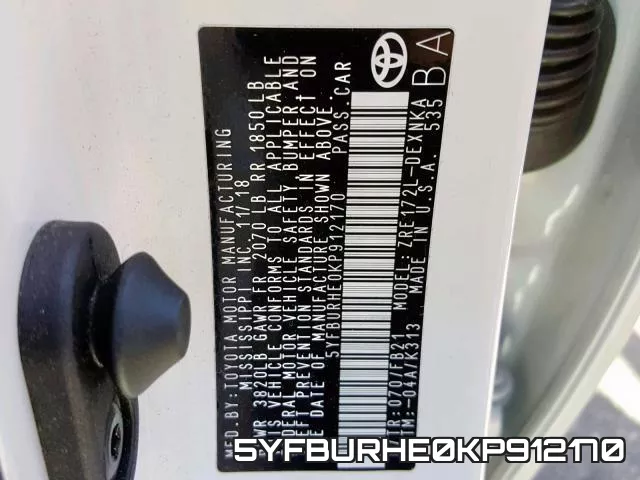 5YFBURHE0KP912170 фото 2