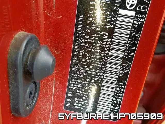 5YFBURHE1HP705909 фото 2