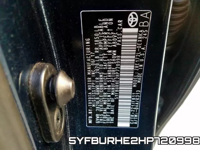 5YFBURHE2HP720998 фото 2
