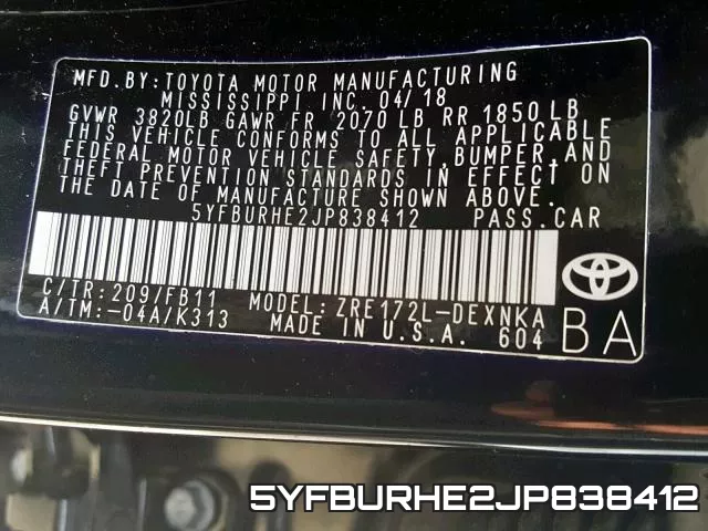 5YFBURHE2JP838412 фото 2