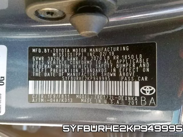 5YFBURHE2KP949995 фото 2